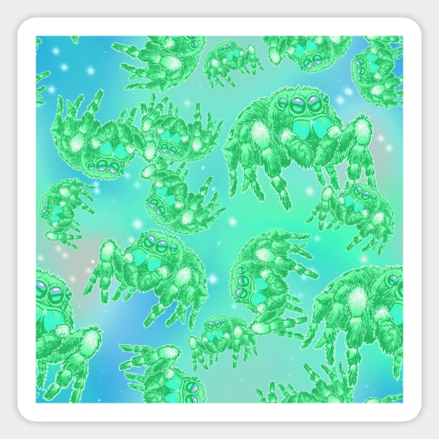 Pale Green Rainbow Space Spider (Bold Jumper) All Over Print Sticker by RJKpoyp